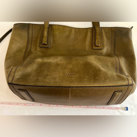 Fossil Emma Shopper Green Pastures Olive Green Leather Tote - Picture 16 of 16
